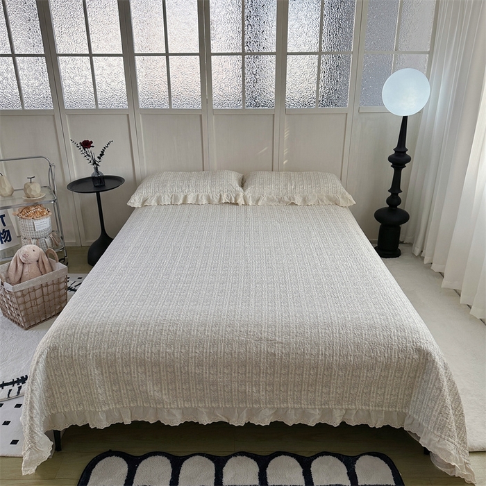 91家纺网 家纺一手货源 找家纺 佰织鑫家居（会员-5元） 2024新款全棉法式棉花床盖三件套 伊甸园