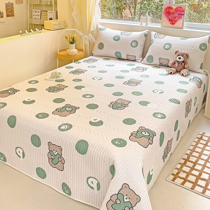 91家纺网 家纺一手货源 找家纺 澳梵家居 2024新款凉感丝软席软凉席床盖夏被四件套件 小屁熊