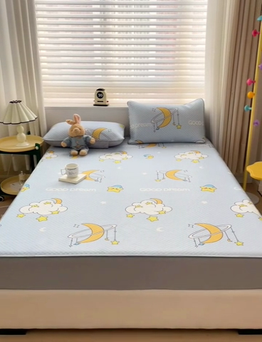 91家纺网 家纺一手货源 找家纺 大柏树 2025新款A类印花豆豆凉席 床笠款 星月夜