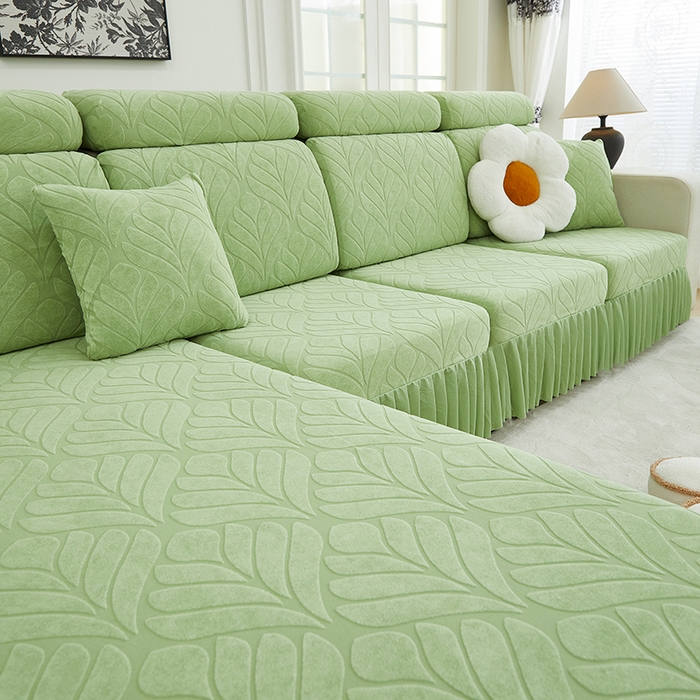 91家纺网 家纺一手货源 找家纺 天下布艺 2024新款沙发笠七叶草系列 浅绿