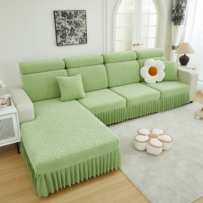 91家纺网 家纺一手货源 找家纺 天下布艺 2024新款沙发笠七叶草系列 浅绿