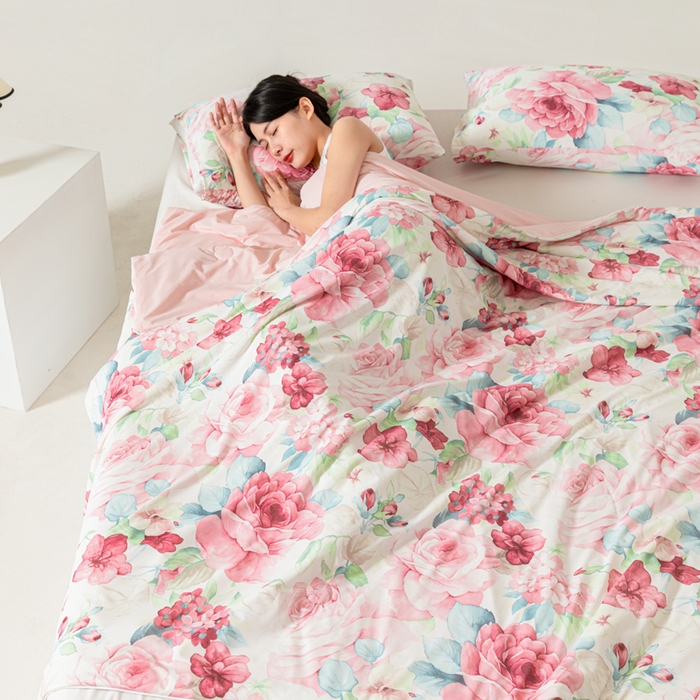 91家纺网 家纺一手货源 找家纺 佳居缘 发2024新款A类印花冰氨凉感夏被 盛世牡丹