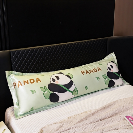 圣比熊 2024新款可水洗冰丝双人枕套凉爽枕头套枕芯套 熊猫乐园