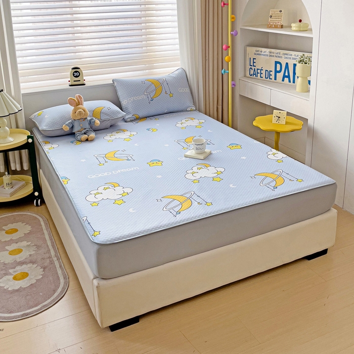 91家纺网 家纺一手货源 找家纺 大柏树 2025新款A类印花豆豆凉席 床笠款 星月夜