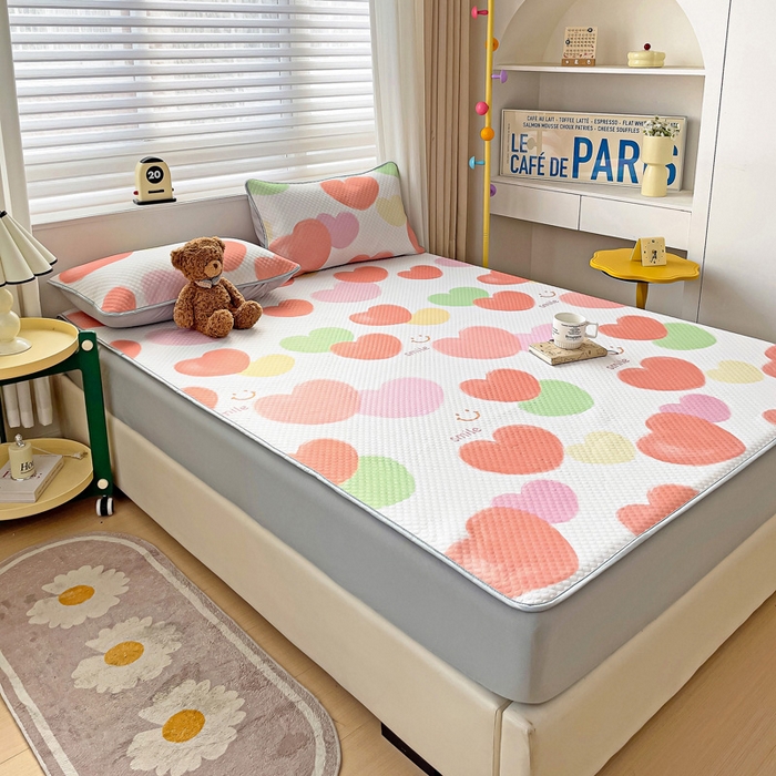 91家纺网 家纺一手货源 找家纺 大柏树 2025新款A类印花豆豆凉席 床笠款 心相印