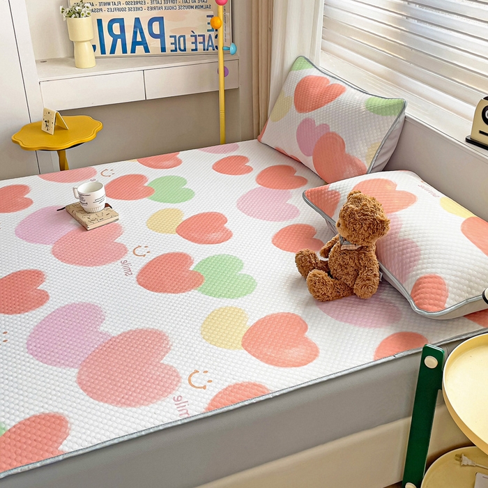 91家纺网 家纺一手货源 找家纺 大柏树 2025新款A类印花豆豆凉席 床笠款 心相印