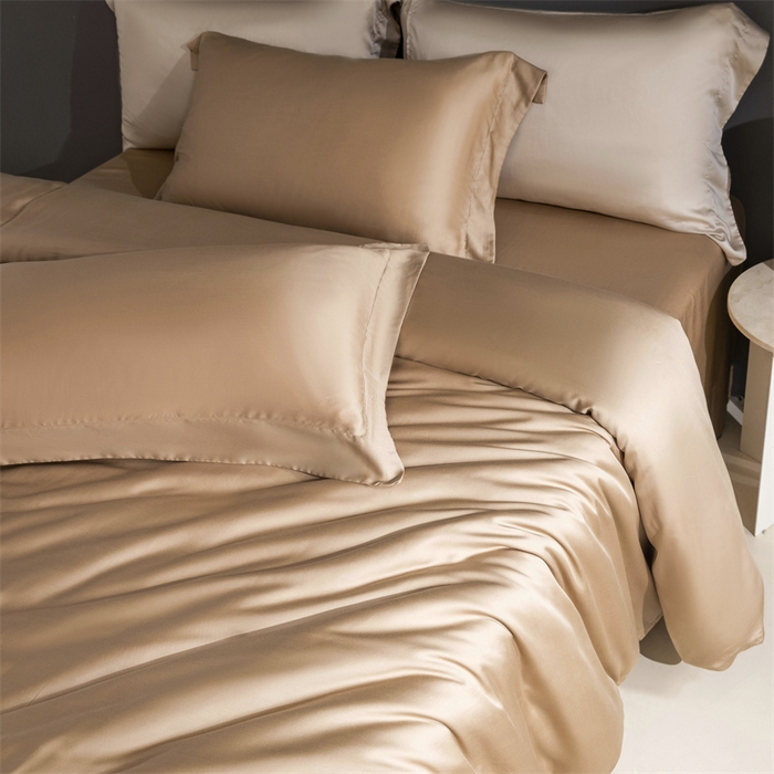 91家纺网 家纺一手货源 找家纺 卡派 2024新款奥地利 兰精纯色天丝四件套 香槟金