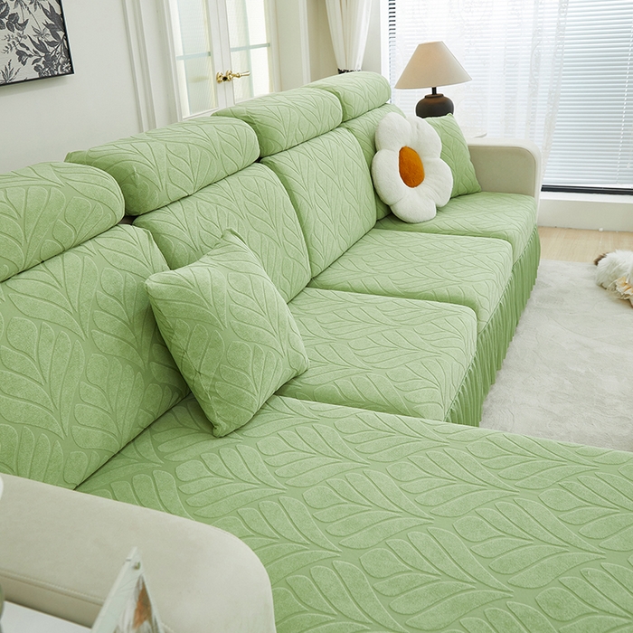 91家纺网 家纺一手货源 找家纺 天下布艺 2024新款沙发笠七叶草系列 浅绿