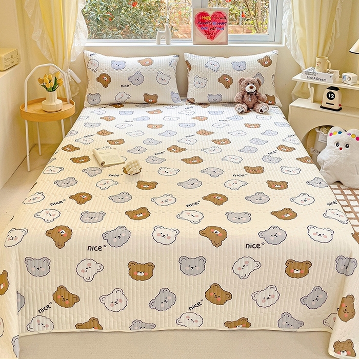 91家纺网 家纺一手货源 找家纺 澳梵家居 2024新款凉感丝软席软凉席床盖夏被四件套件 熊仔多多