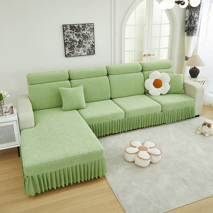 91家纺网 家纺一手货源 找家纺 天下布艺 2024新款沙发笠七叶草系列 浅绿