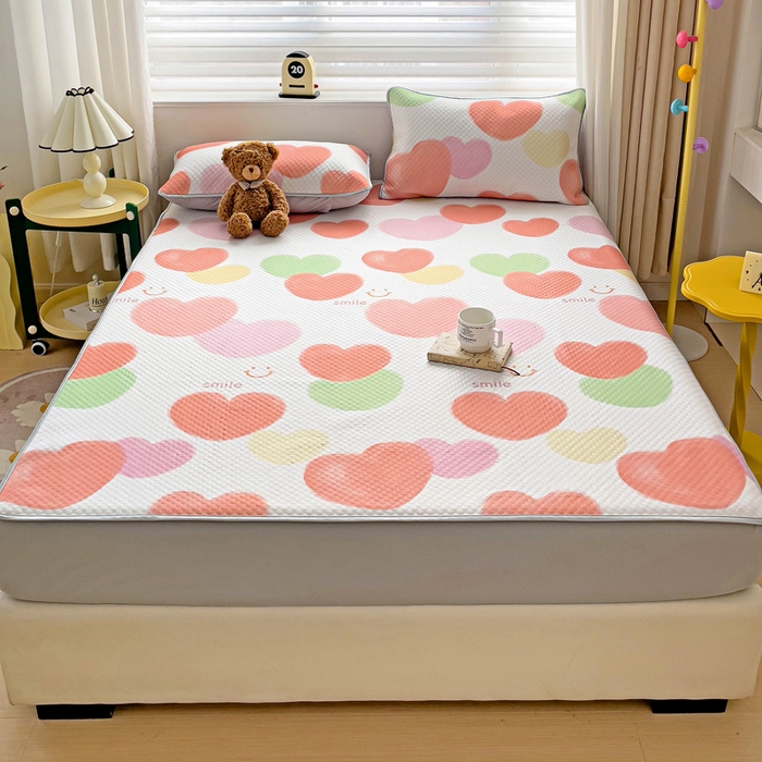 91家纺网 家纺一手货源 找家纺 大柏树 2025新款A类印花豆豆凉席 床笠款 心相印