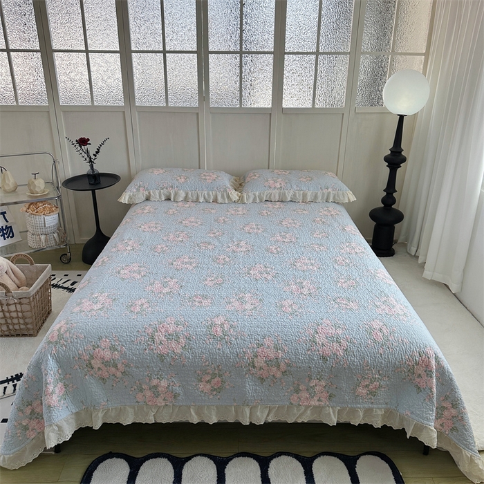 91家纺网 家纺一手货源 找家纺 佰织鑫家居（会员-5元） 2024新款全棉法式棉花床盖三件套 苏里南