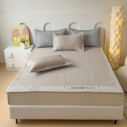 91家纺网 家纺一手货源 找家纺 （总）伊而梦 2024新款A类3D凉感冰豆豆字母刺绣凉席