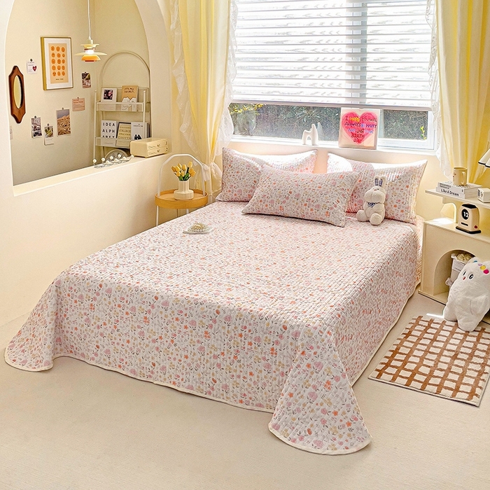 91家纺网 家纺一手货源 找家纺 澳梵家居 2024新款凉感丝软席软凉席床盖夏被四件套件 小花园