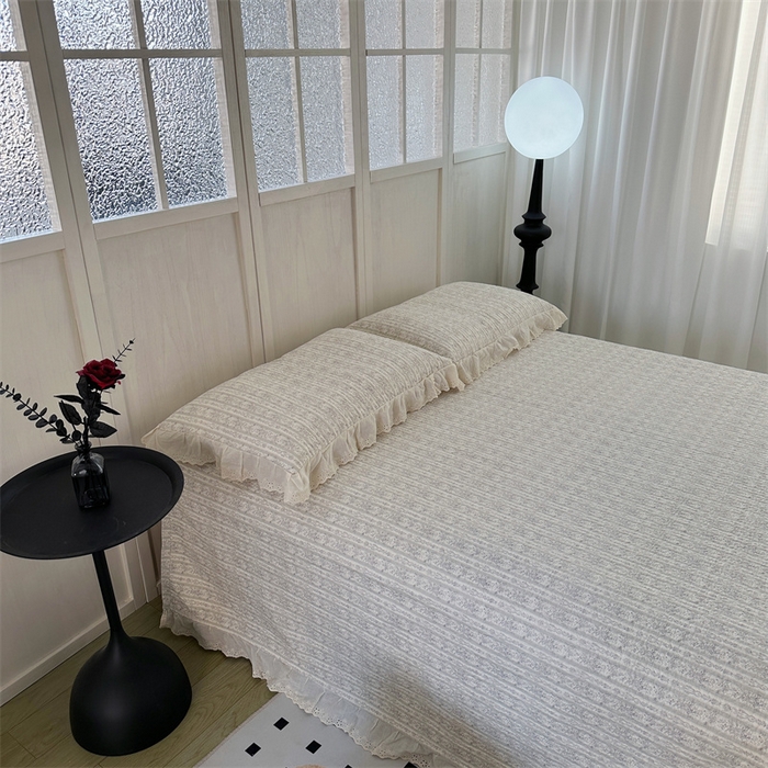 91家纺网 家纺一手货源 找家纺 佰织鑫家居（会员-5元） 2024新款全棉法式棉花床盖三件套 伊甸园