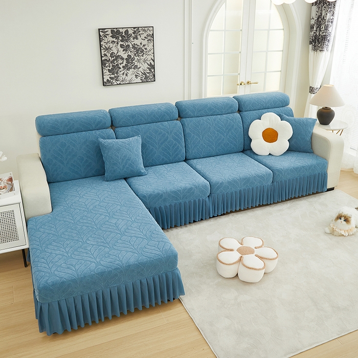 91家纺网 家纺一手货源 找家纺 天下布艺 2024新款沙发笠七叶草系列 天蓝