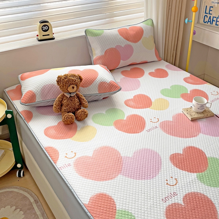 91家纺网 家纺一手货源 找家纺 大柏树 2025新款A类印花豆豆凉席 床笠款 心相印