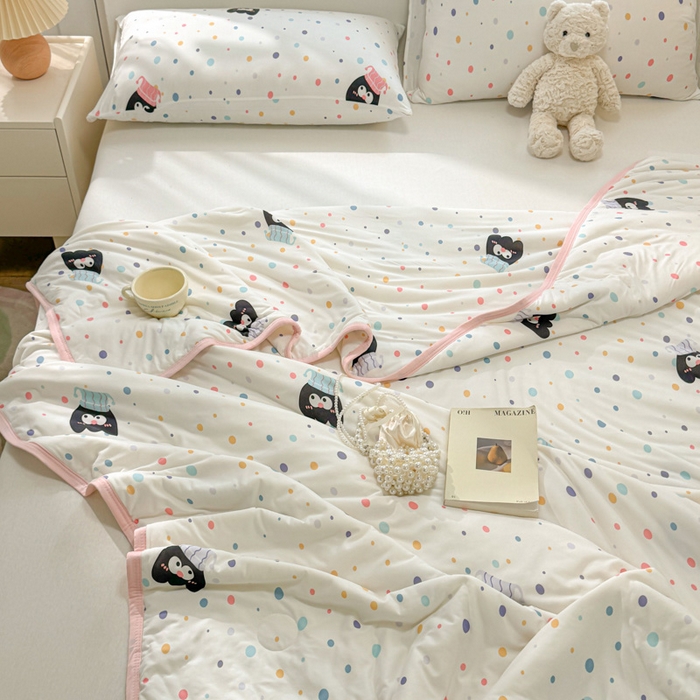 91家纺网 家纺一手货源 找家纺 葡萄家 2024新款A类母婴级大豆纤维牛奶丝针织棉夏凉被 奇趣豆豆