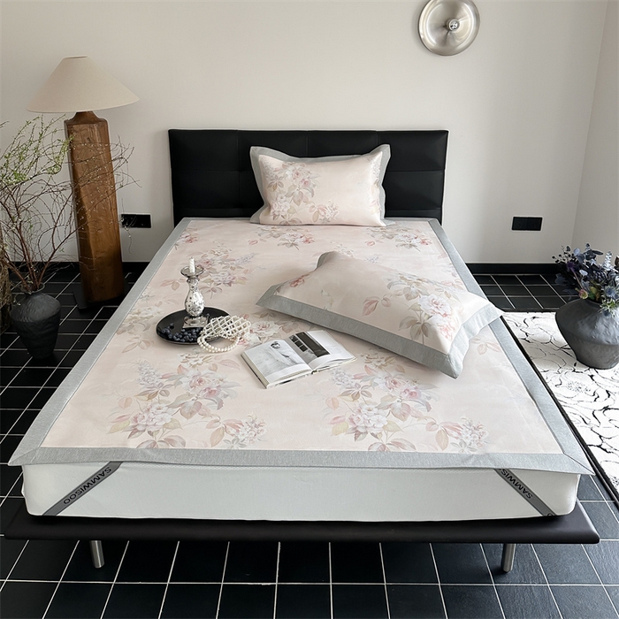 91家纺网 家纺一手货源 找家纺 三味舒屋 2026新款凉感抗菌防螨印花冰丝养生席手绘系列【花卉】床席款 雅韵