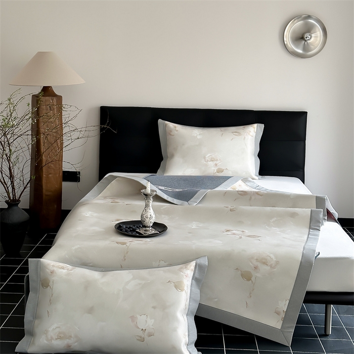 91家纺网 家纺一手货源 找家纺 三味舒屋 2026新款凉感抗菌防螨印花冰丝养生席手绘系列【花卉】床席款 南烟