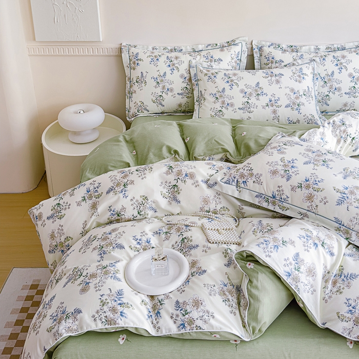 91家纺网 家纺一手货源 找家纺 丽卡家纺  家居馆 2024新款全棉四件套纯棉四件套碎花四件套 云中忆