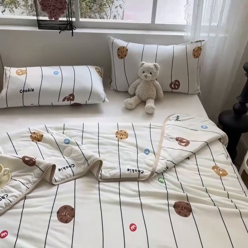 91家纺网 家纺一手货源 找家纺 葡萄家 2024新款A类母婴级大豆纤维牛奶丝针织棉夏凉被 曲奇饼干