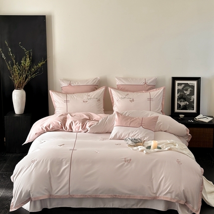 91家纺网 家纺一手货源 找家纺 （总）FORTWO2024新款50S新中式长绒棉四件套-场景一