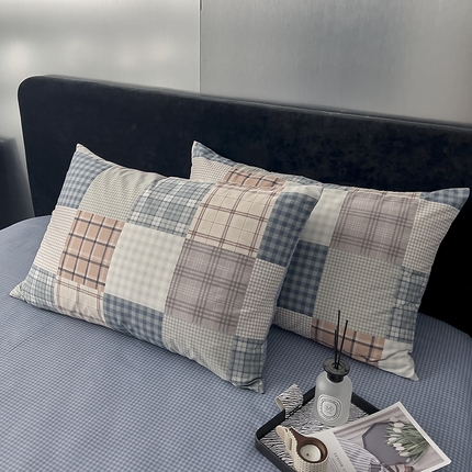 91家纺网 家纺一手货源 找家纺 （总）DoDo 兜兜 2024新款全棉纯棉简约条格单枕套可定制定做