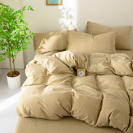 91家纺网 家纺一手货源 找家纺 （总）木兰花 2024新款全棉色织提花水洗棉四件套