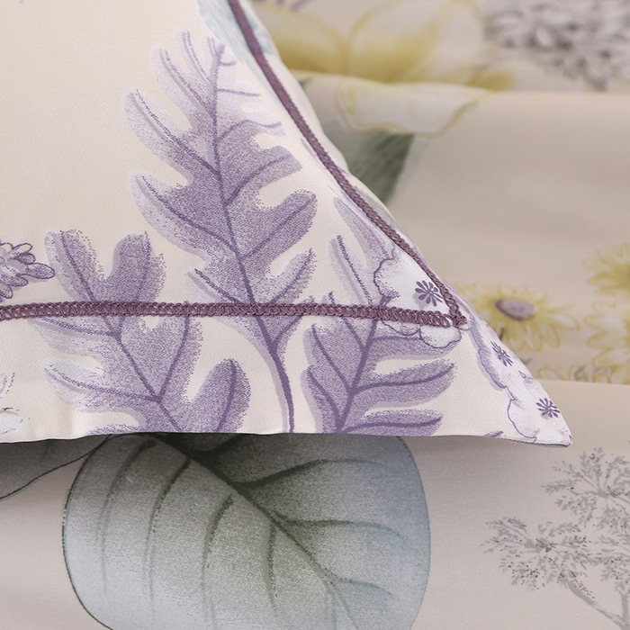 91家纺网 家纺一手货源 找家纺 富之航家纺 2024新款拼角宽边水洗天丝夏被四件套 叶知秋咖