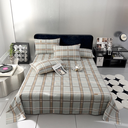 91家纺网 家纺一手货源 找家纺 DoDo 兜兜 2024新款全棉纯棉简约条格单床单可定制定做 伊桑