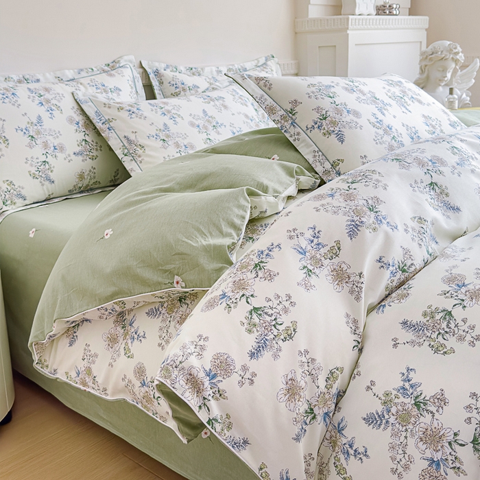 91家纺网 家纺一手货源 找家纺 丽卡家纺  家居馆 2024新款全棉四件套纯棉四件套碎花四件套 云中忆