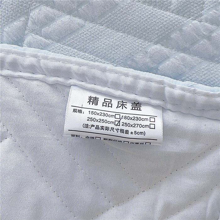 91家纺网 家纺一手货源 找家纺 十个点 2024新款软糯舒适水洗泡泡棉夹棉床盖款单品及套件 天蓝
