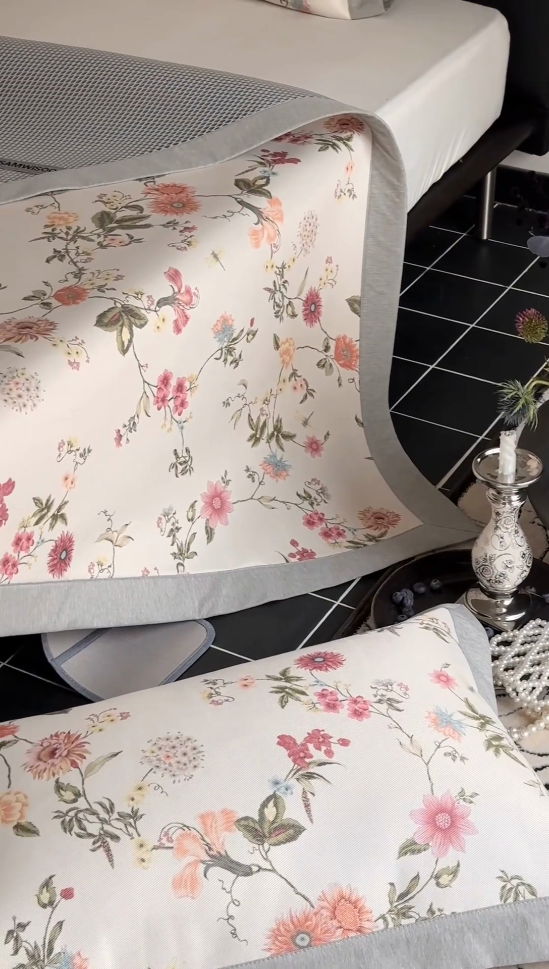 91家纺网 家纺一手货源 找家纺 三味舒屋 2026新款凉感抗菌防螨印花冰丝养生席手绘系列【花卉】床席款 花漾