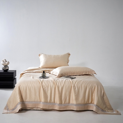 91家纺网 家纺一手货源 找家纺 纪梵茜 2025新款A类天丝蚕丝夏被——豹点系列 豹点金色