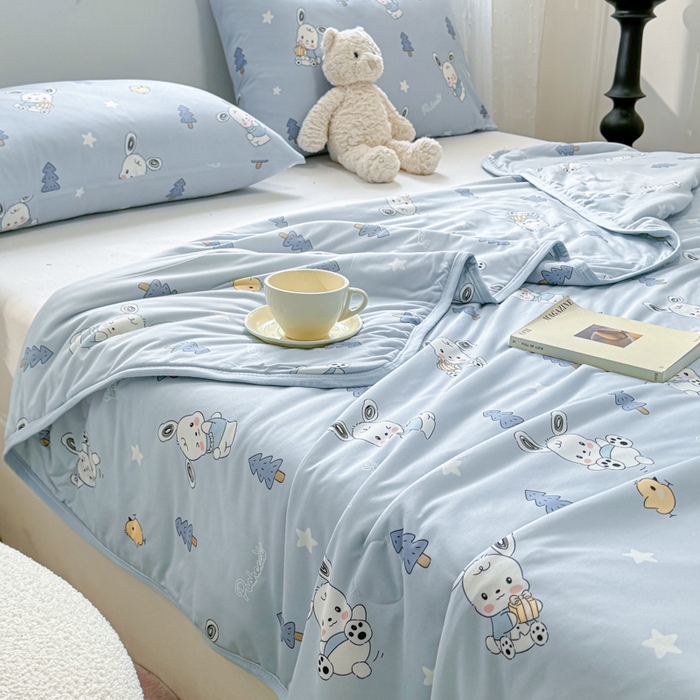 91家纺网 家纺一手货源 找家纺 葡萄家 2024新款A类母婴级大豆纤维牛奶丝针织棉夏凉被 小狗日记