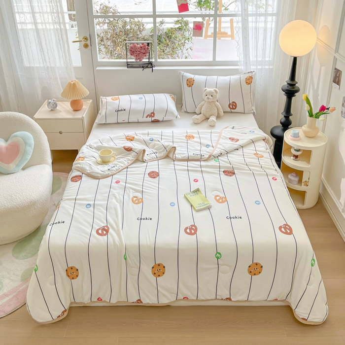 91家纺网 家纺一手货源 找家纺 葡萄家 2024新款A类母婴级大豆纤维牛奶丝针织棉夏凉被 曲奇饼干