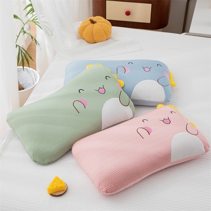 织布人 2024新款枕芯夏季天凉感冰豆豆卡通儿童学生枕头幼儿园午睡枕 凉感冰丝笑脸龙-粉色