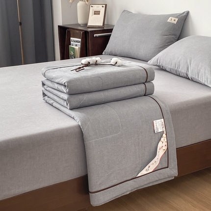 21度C 2024新款全棉夏被四件套 洛卡-浅灰