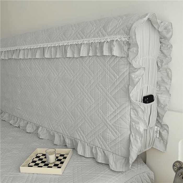 91家纺网 家纺一手货源 找家纺 2024新款亲肤水洗泡泡棉夹棉绗缝床裙款单品及套件 银灰