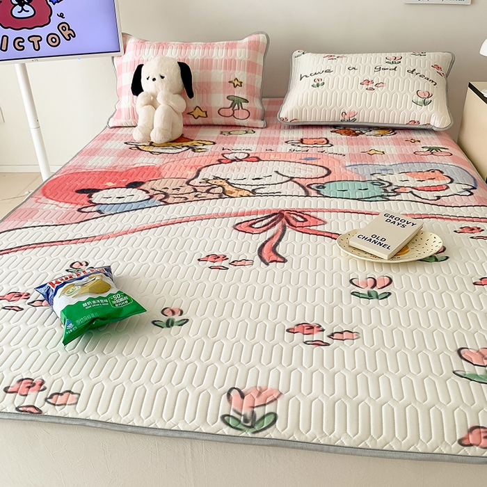 91家纺网 家纺一手货源 找家纺 顾里家纺 顾里家纺 2024新款凉感丝数码印花INS风大版凉席三件套 晚安宝贝