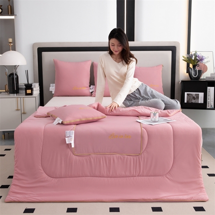 照世 2024新款凉感丝轻奢抱枕被 樱花粉