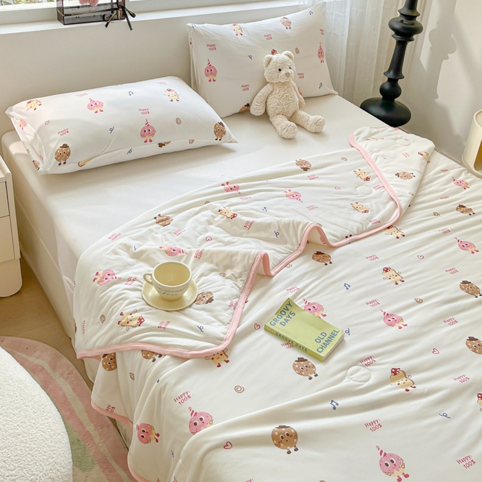 91家纺网 家纺一手货源 找家纺 葡萄家 2024新款A类母婴级大豆纤维牛奶丝针织棉夏凉被 甜甜圈