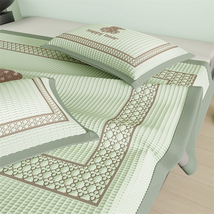 91家纺网 家纺一手货源 找家纺 伊被源 2024新款冰豆豆凉感PE软凉席--南极熊 南极熊-绿