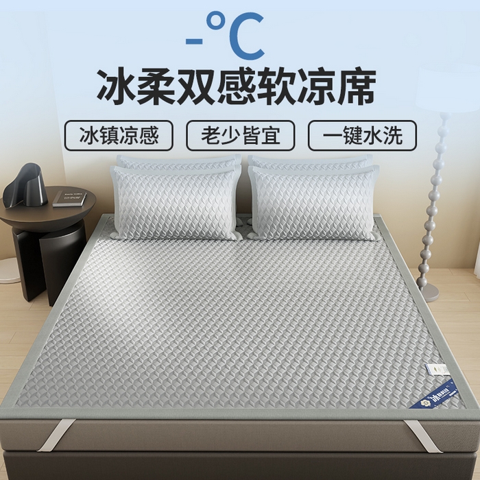 91家纺网 家纺一手货源 找家纺 伊被源 2024新款冰豆豆凉感PE软凉席--映象 映象-灰