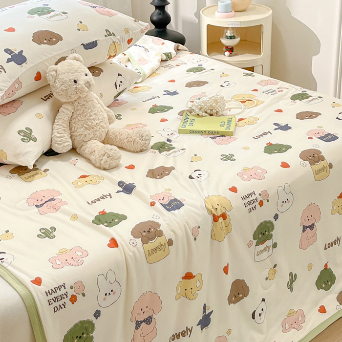 91家纺网 家纺一手货源 找家纺 葡萄家 2024新款A类母婴级大豆纤维牛奶丝针织棉夏凉被 游园记