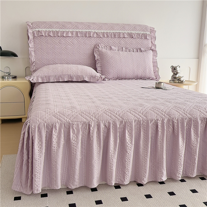 91家纺网 家纺一手货源 找家纺 （总）2024新款亲肤水洗泡泡棉夹棉绗缝床裙款单品及套件