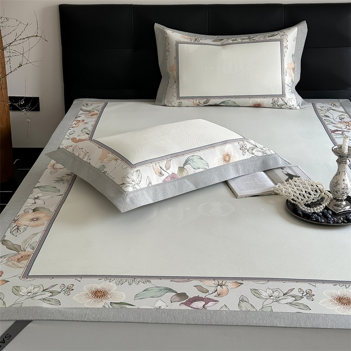 91家纺网 家纺一手货源 找家纺 三味舒屋 2026新款凉感抗菌防螨印花冰丝养生席手绘系列【花卉】床席款 晚芙