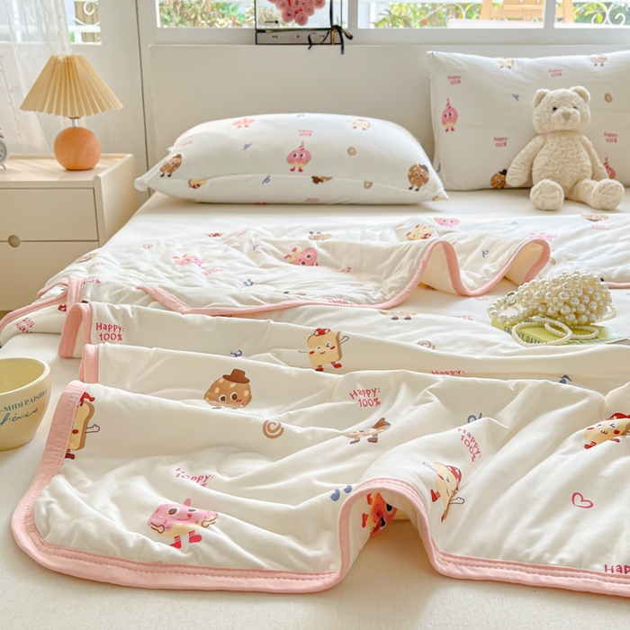 91家纺网 家纺一手货源 找家纺 葡萄家 2024新款A类母婴级大豆纤维牛奶丝针织棉夏凉被 甜甜圈