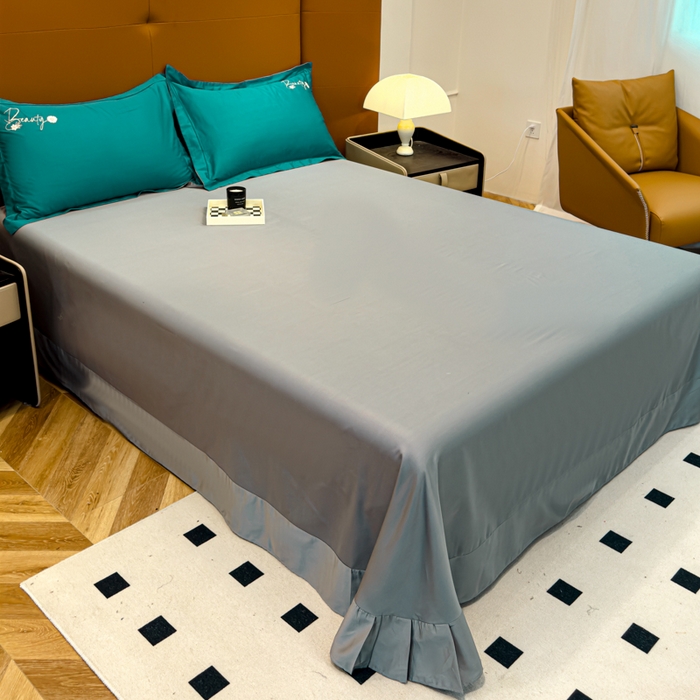 91家纺网 家纺一手货源 找家纺 U品汇 2024新品60S支贡缎长绒棉刺绣花四件套AB版纯棉全棉4件套100%棉 爱莎-富贵兰